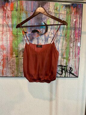 Reset Rust Satin Bubble Cami Crop Top Small